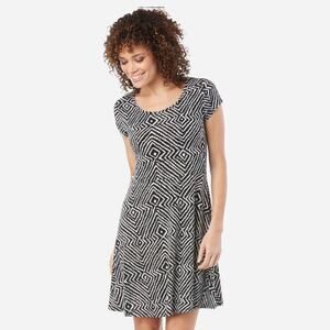 NEW Michael by Michael Kors Womens Dress XL Black White Knit Zip Graphic Fitwear